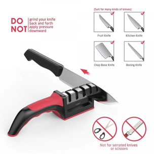 Aiguiseur de couteaux robuste rouge Herzberg HG8101-BLK