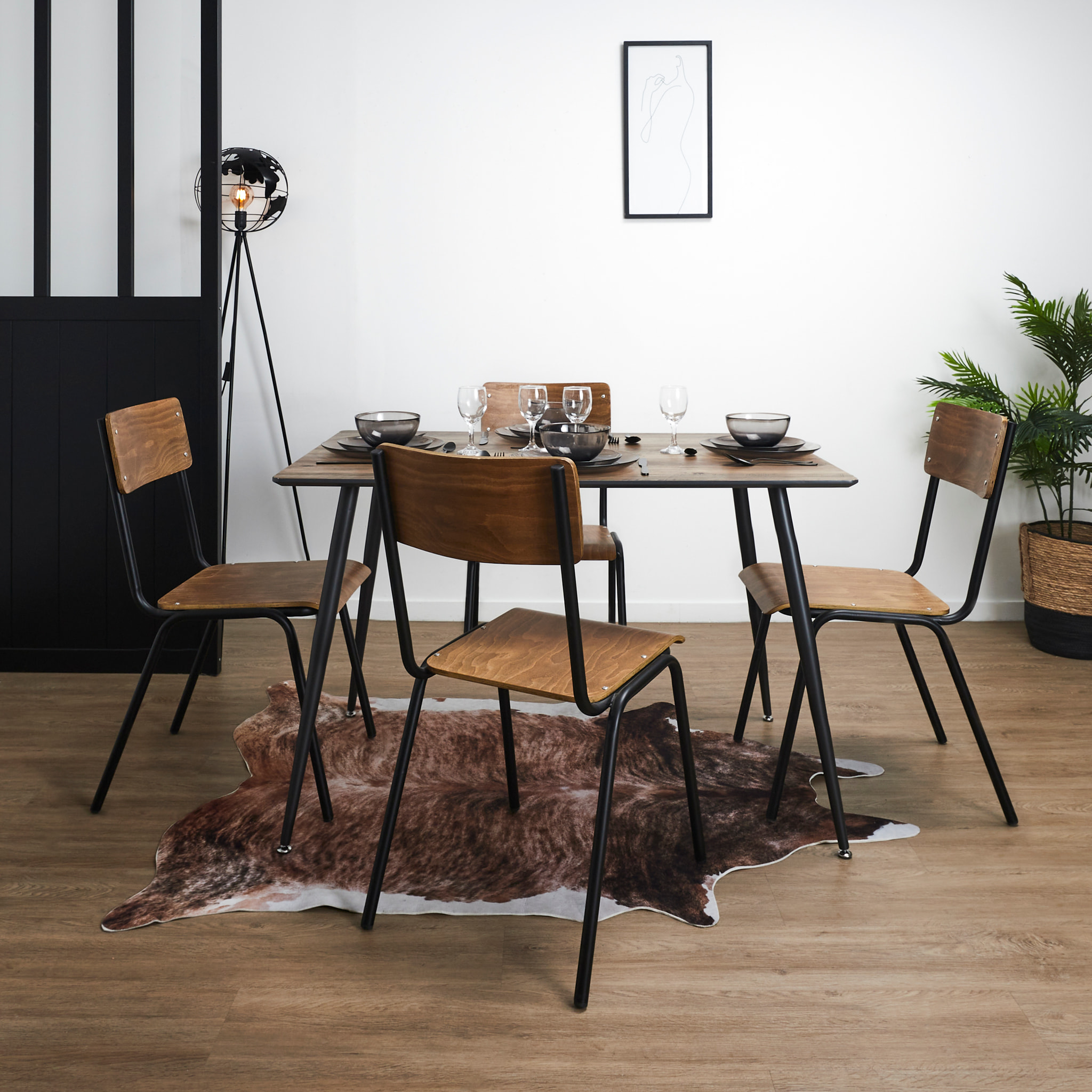Chaise Ecolier Noir - Lot De 4