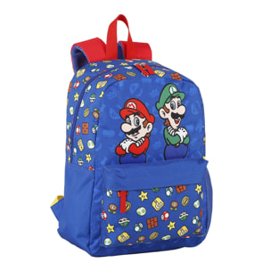 Zaino americano Super Mario e Luigi. Scomparto per computer portatile.