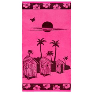 Serviette de plage éponge velours Jacquard - Sissi - 90x170cm - 400g/m²