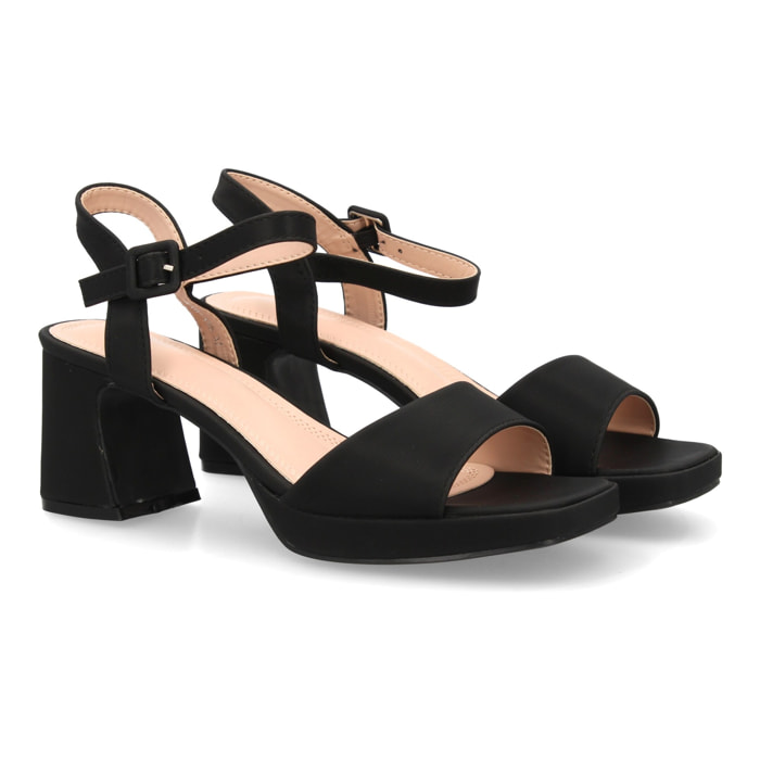 Sandalia tacón ancho plataforma elegante para mujer