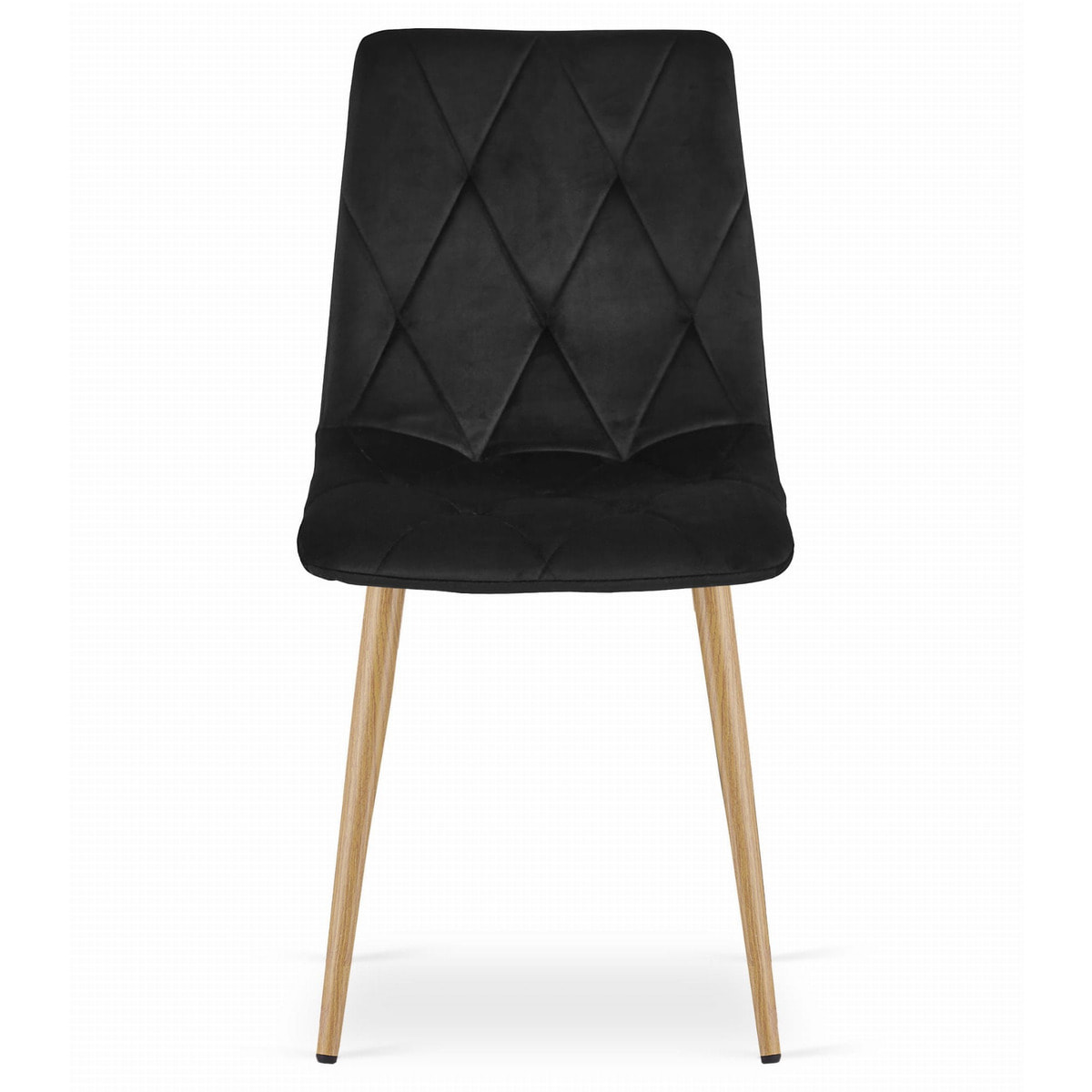 Sedia Libra in velluto nero con gambe effetto legno