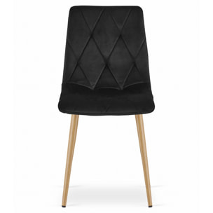 Sedia Libra in velluto nero con gambe effetto legno