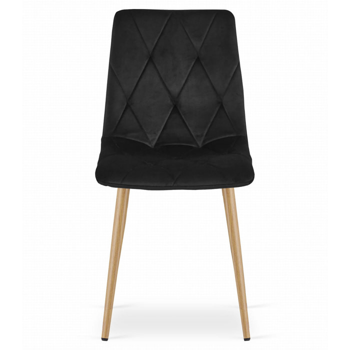Sedia Libra in velluto nero con gambe effetto legno