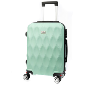DAM Valigia da cabina Trolley in materiale leggero di ABS ad alta resistenza. Chiusura numerica e 4 ruote doppie removibili e girevoli a 360°. 37x24x56 Cm. Colore: Verde Acquamarina