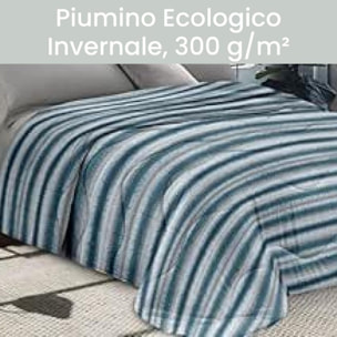 INTRECCI Piumino Singolo, 170 x 260 cm, Piumino Ecologico, Caldo, Invernale, 300 g/m², Anallergico e Antiacaro, Made in Italy, Lavabile in Lavatrice, Soffice, Morbido. Fantasia: Linee