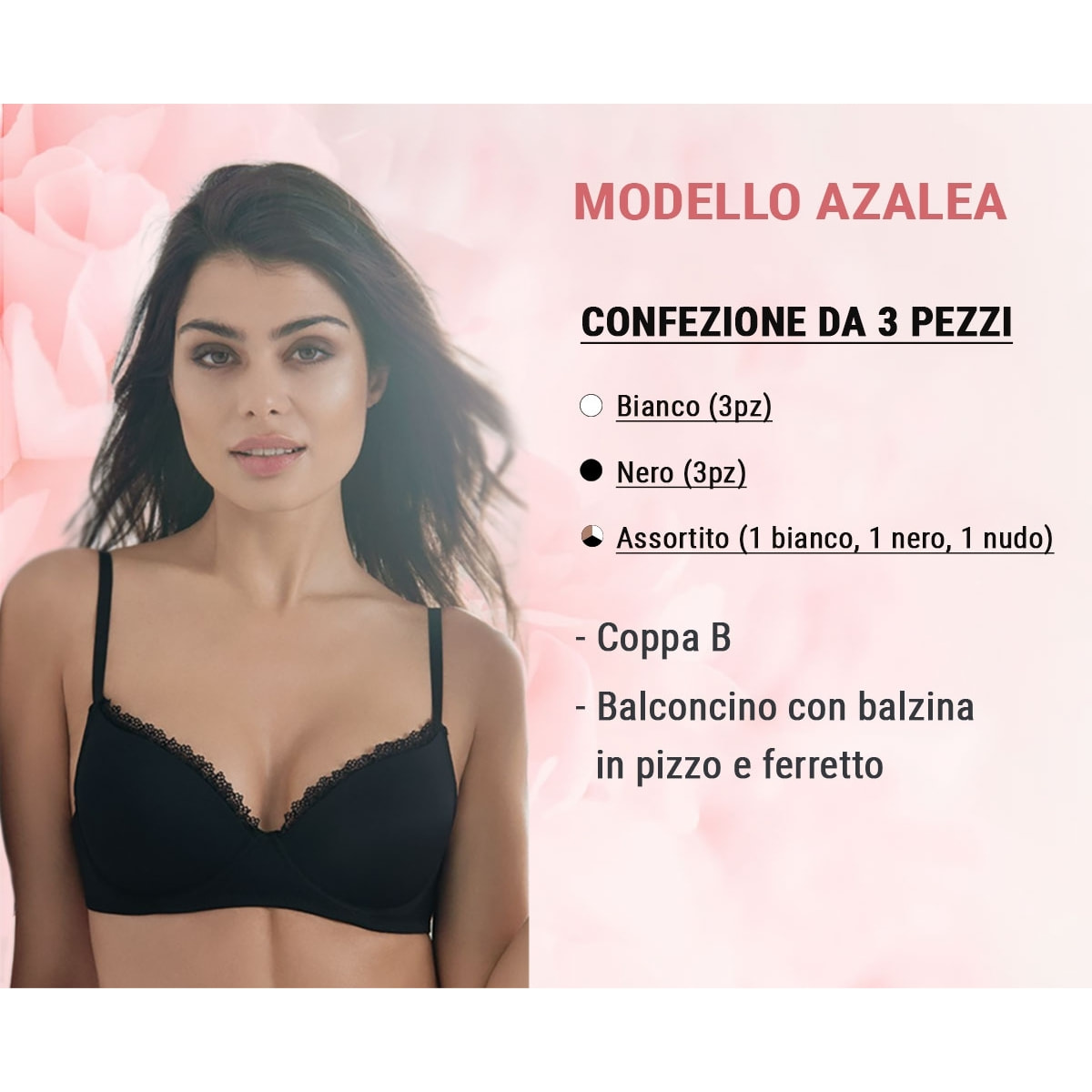 3 Reggiseni Donna Coconuda Art. Azalea Coppa B