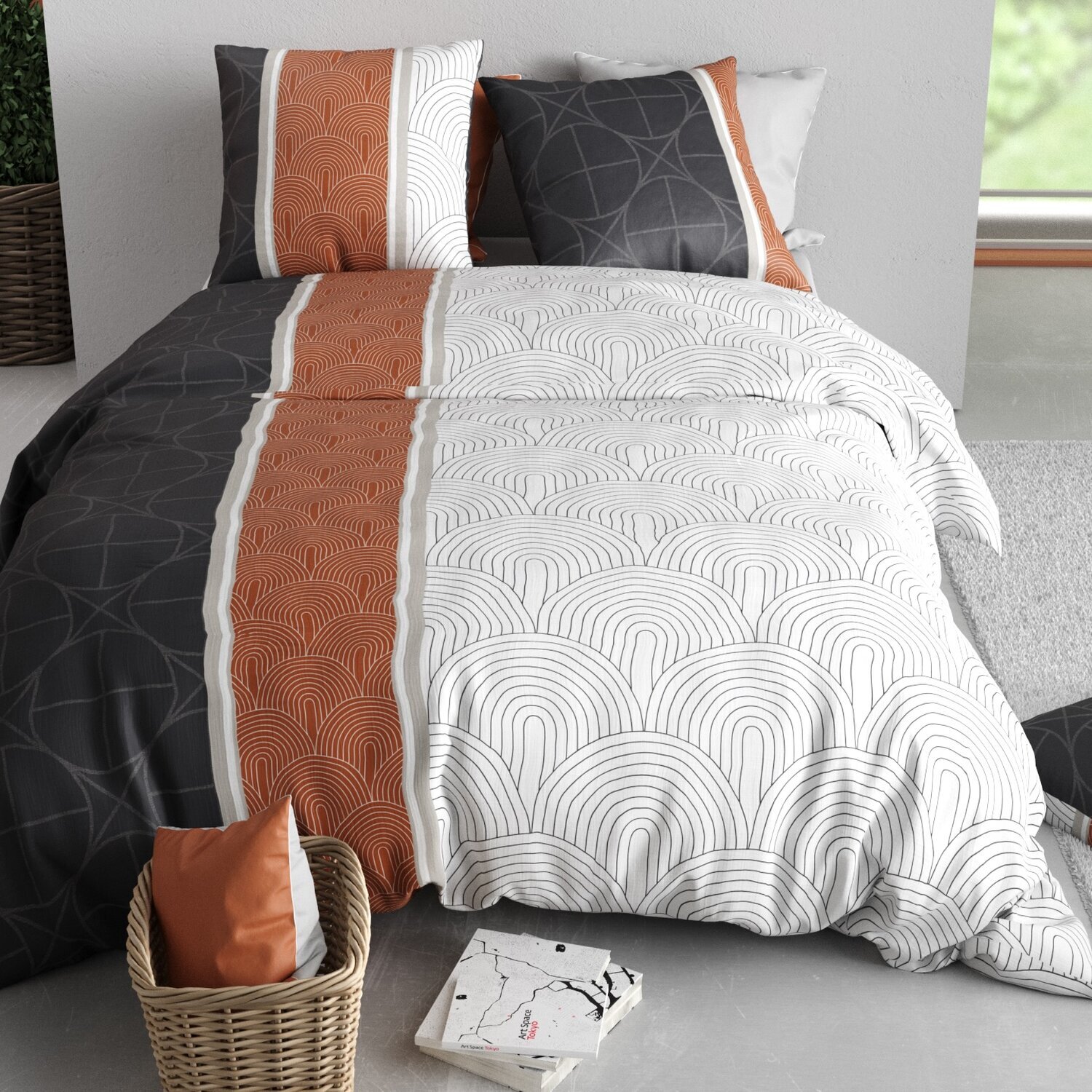 Parure housse de couette imprimé 100% coton - equinoxe