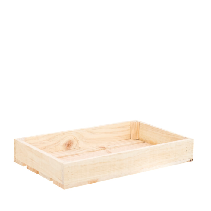 Petite boîte en bois massif ton naturel Hauteur: 7.5 Longueur: 49 Largeur: 29.5