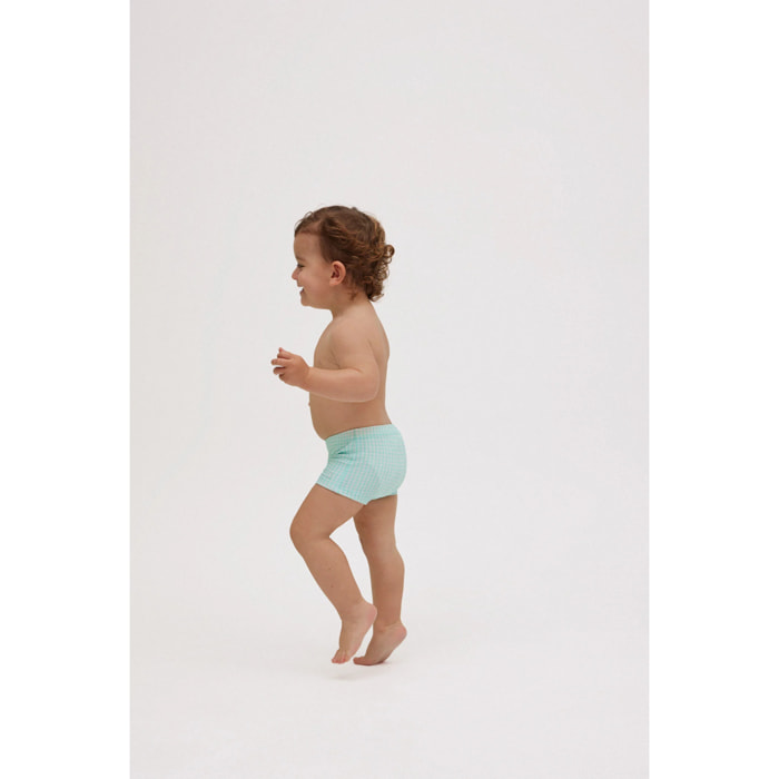 Costume boxer da neonato con stampa a quadretti