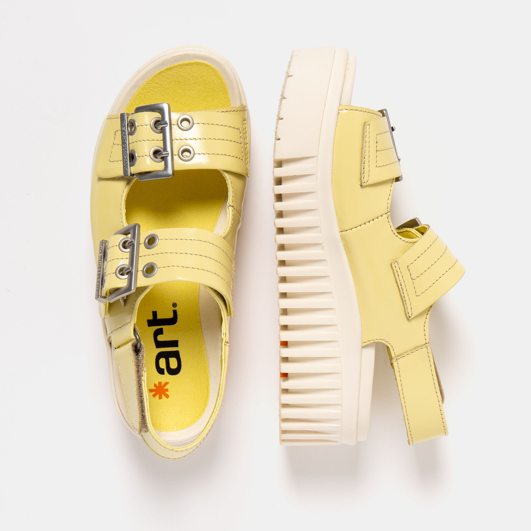 Sandalia de cuña 1579 NAPPA SHINNY PALE YELLOW /BRIGHTON color Pale yellow