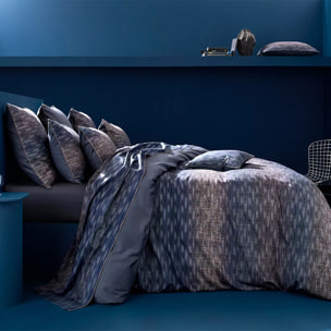 Drap plat satin de coton imprimé orange marine Mist nocturne
