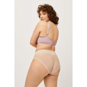 Slip riduttrice midi in tulle a compressione media beige