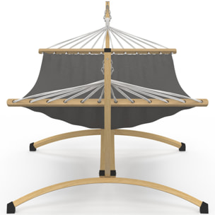Hamac Amazonia support métal effet bois toile grise