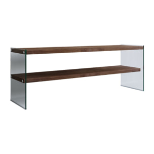 MILLO - Meuble TV contemporain verre et bois 120 cm