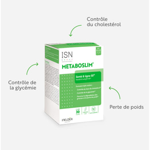 ISN - Metaboslim - Favorise la Perte de Poids - Participe au contrôle de la glycémie et du taux de cholestérol - Extrait de plantes synergisé - Action cliniquement prouvée - Sans Allergène - Cure 30 jours