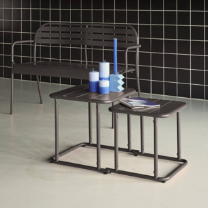 Table gigogne extérieure carrée en acier AMÉLIA