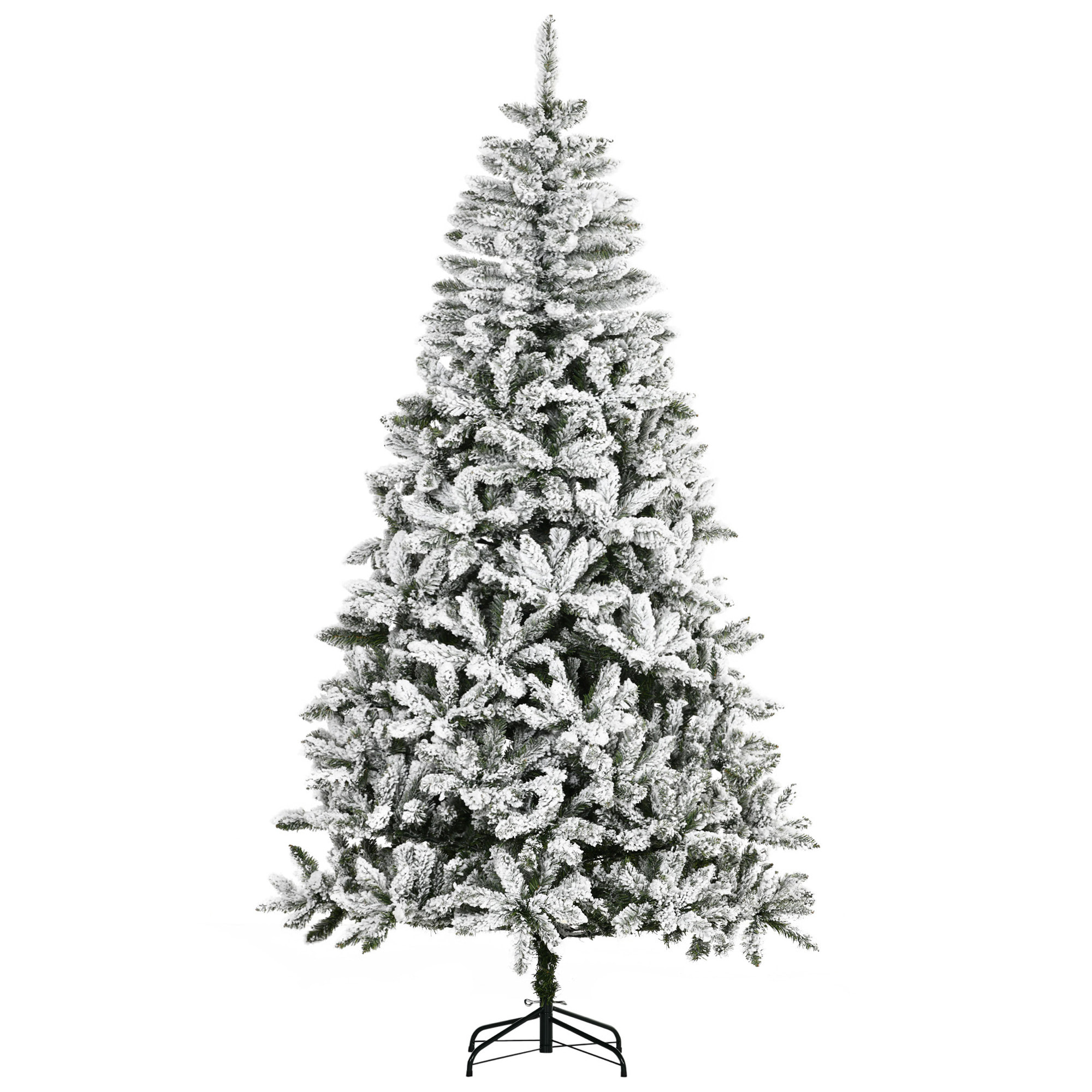 Árbol de Navidad Artificial 225cm con Nieve Ignífugo con 1300 Ramas Hojas de PVC