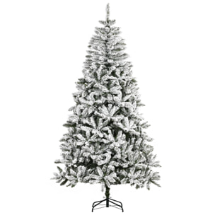 Árbol de Navidad Artificial 225cm con Nieve Ignífugo con 1300 Ramas Hojas de PVC