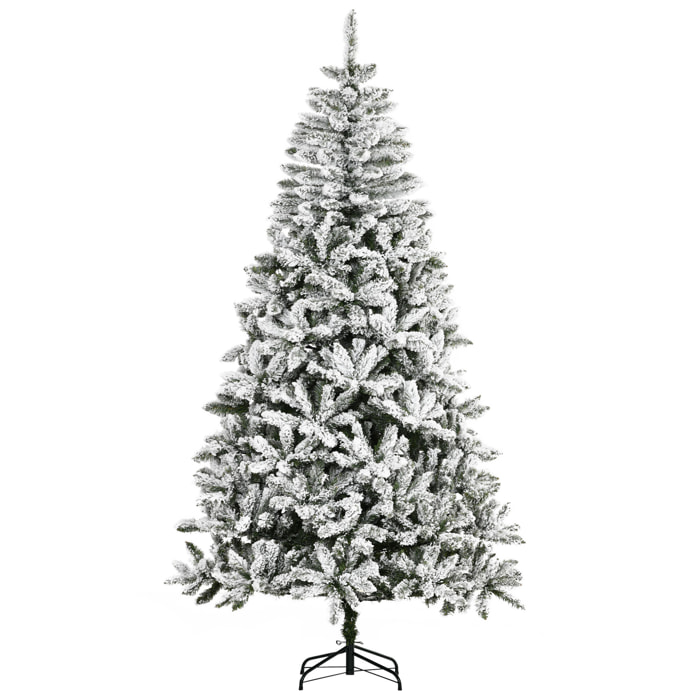 Árbol de Navidad Artificial 225cm con Nieve Ignífugo con 1300 Ramas Hojas de PVC
