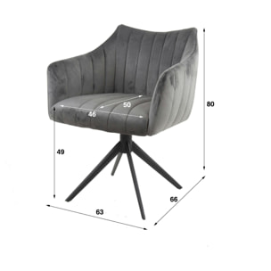 Fauteuil pivotant de table en velours sable à larges bandes (lot de 2) MELBOURNE