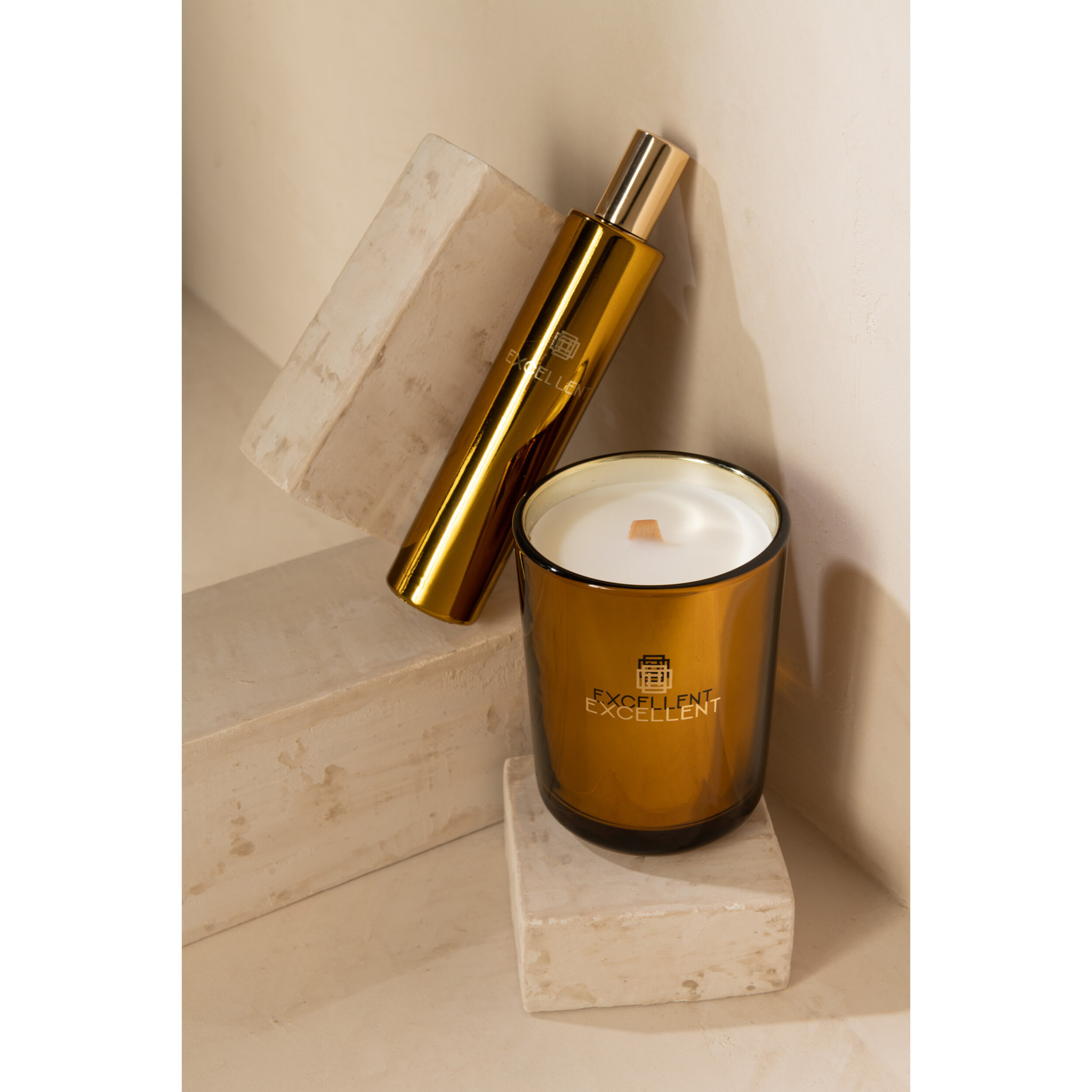 J-Line parfum de maison Excellent - Golden Honey - verre - ocre