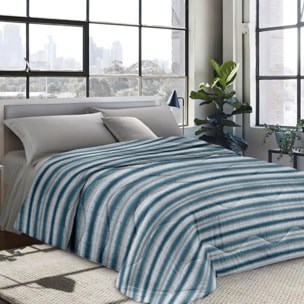 INTRECCI Piumino Singolo, 170 x 260 cm, Piumino Ecologico, Caldo, Invernale, 300 g/m², Anallergico e Antiacaro, Made in Italy, Lavabile in Lavatrice, Soffice, Morbido. Fantasia: Linee