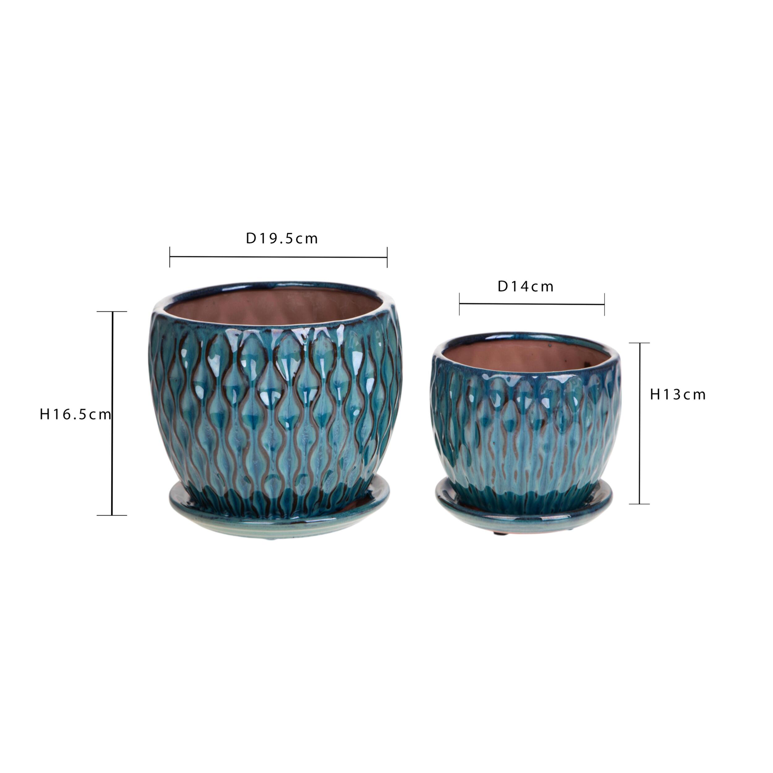 Set 2 cachepot damascato - Colore Verde - 55xH16,5x19cm - Bianchi Dino