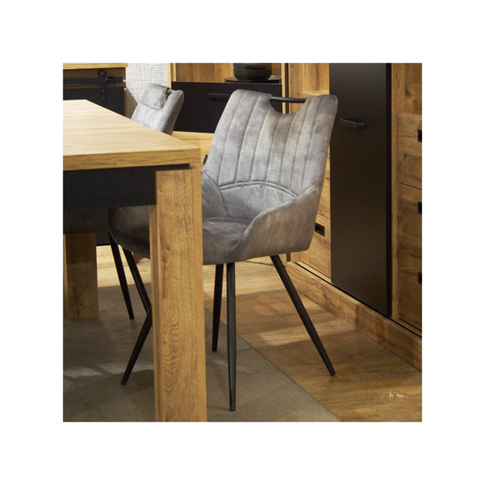 Chaise avec accoudoirs et pieds en métal noir - gris - ROSA