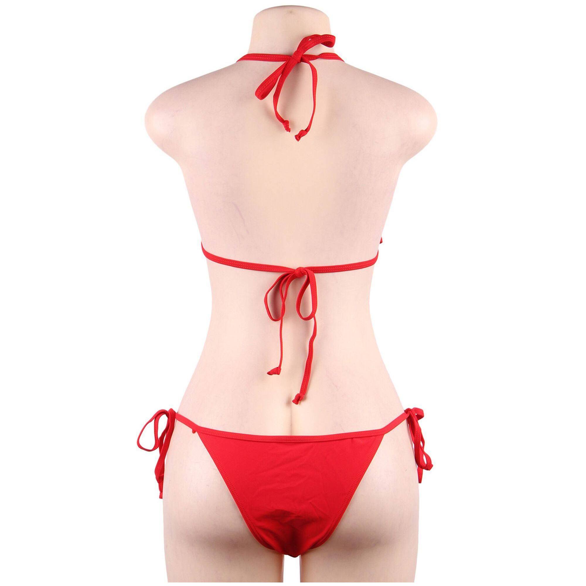 Bikini con volantes multicapa rojo