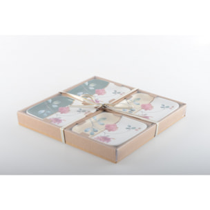 Set de 4 coupelles carrees floral