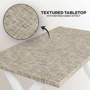 Tavolo da pranzo in legno e metallo con piedi x-shaped bianchi 160x90 cm Grigio Testurizzato