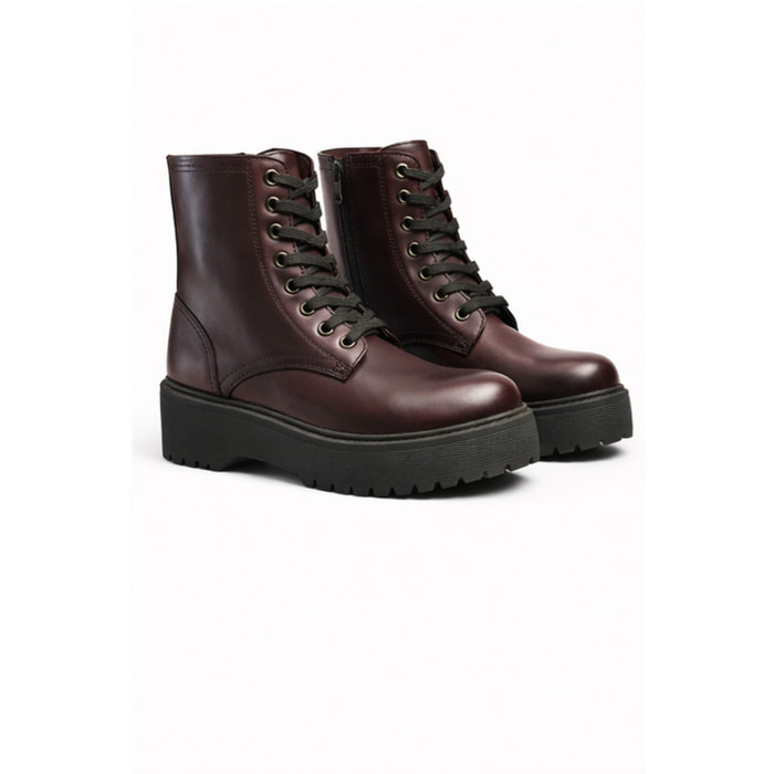 Anfibi in vera pelle con stringhe e lampo