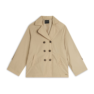 Trench donna in nylon lunghezza media con maniche ampie