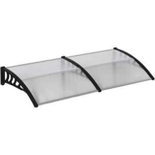 Tejadillo de Protección 200x96x27 cm Marquesina Exterior para Puertas y Ventanas contra Sol y Lluvia con Soporte de PP Policarbonato Transparente