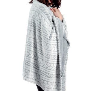 Poncho Flannel in Pile Colore Maglia Grigio