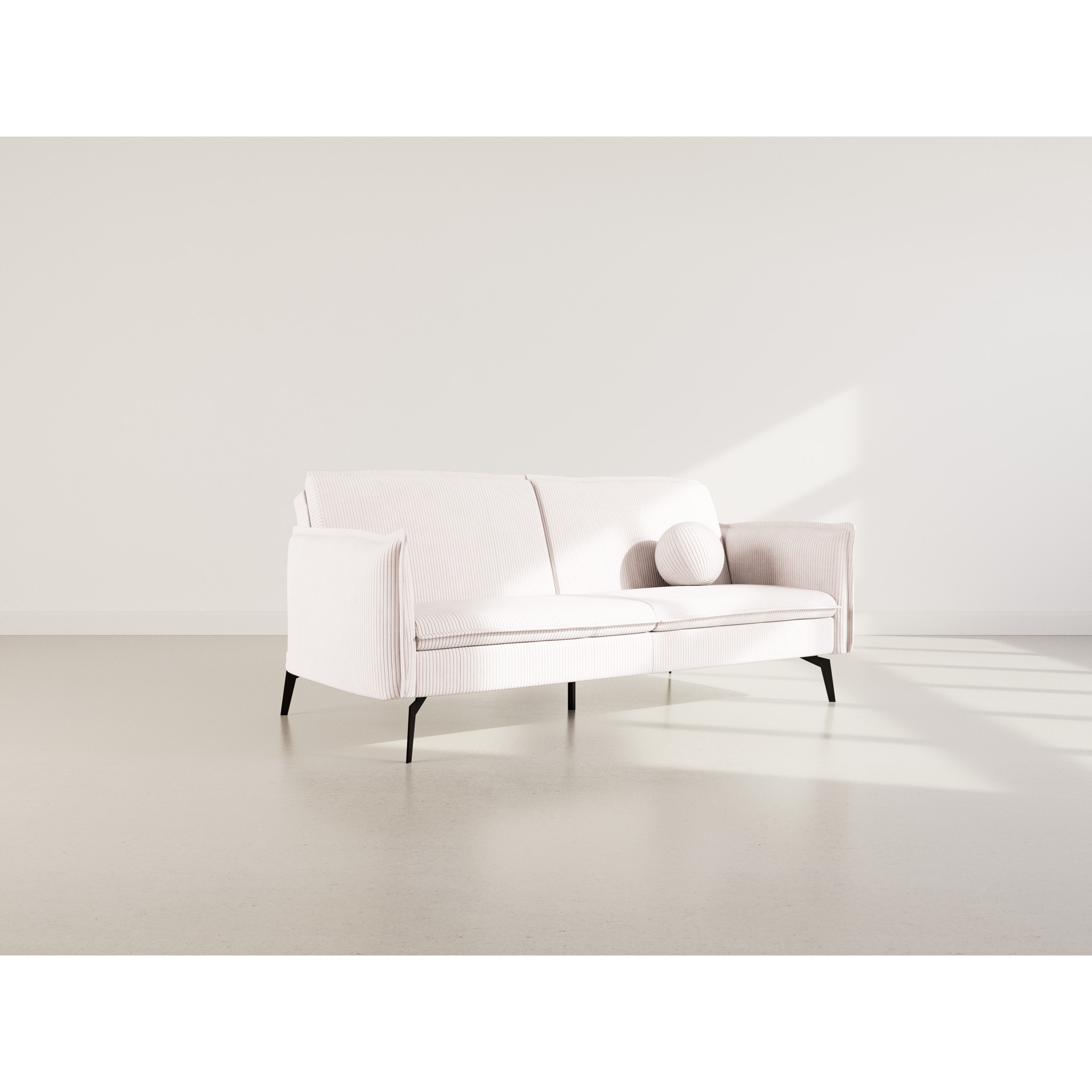 Lexie - Canapé convertible clic-clac 2 places en velours côtelé - Beige