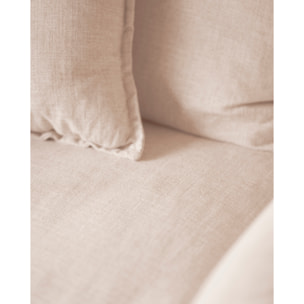 Fauteuil en coton et lin déhoussable ton blanc de 98x90cm Hauteur: 81 Longueur: 98 Largeur: 90