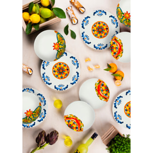 Service 18 assiettes Excelsa Messina, porcelaine,multicolore