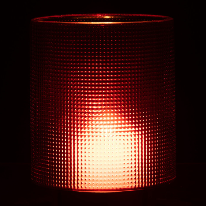 J-Line photophore Quadrillé - verre - rouge/or - small