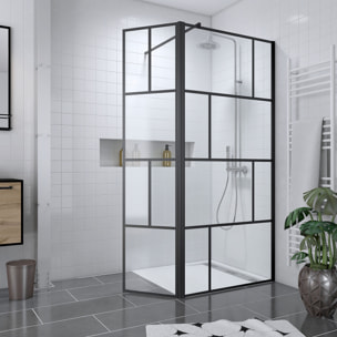 Pack Paroi de douche 90+40x195cm + Receveur blanc lineaire 90x90cm - BLOCKS 90