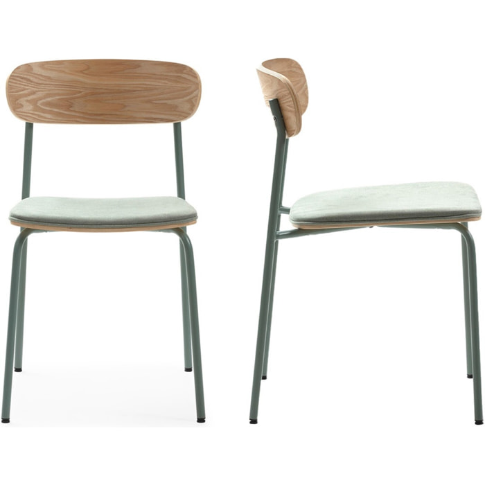 Lot de 2 chaises en tissu et effet bois - SVALA
