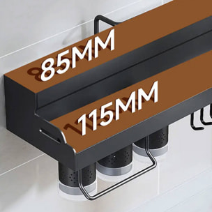 Rack de ordenación para colgar en acero negro 50x19,5x10cm