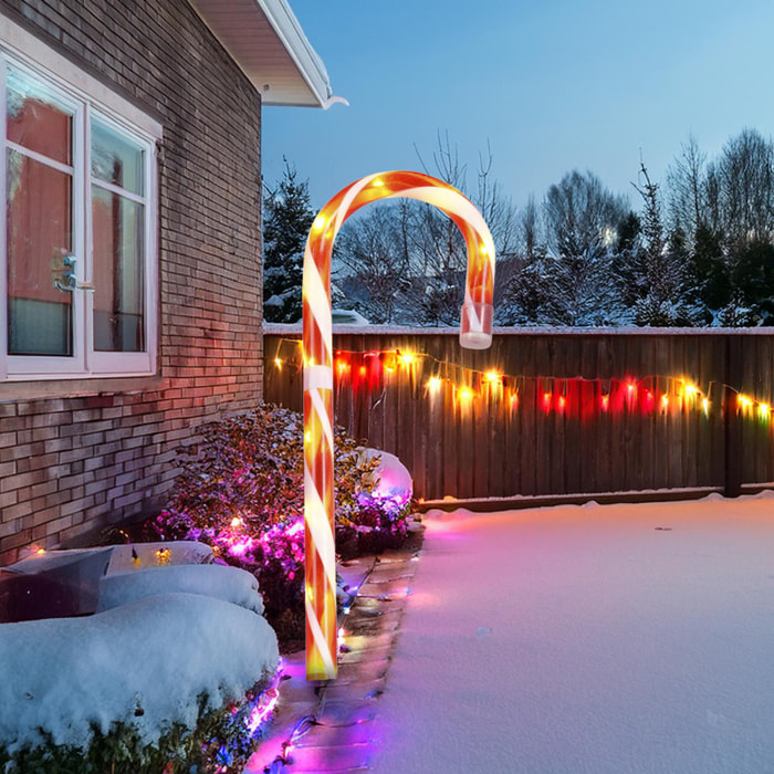 decoración navideña bastón de caramelo con luces led de 120cm en colores rojo y blanco