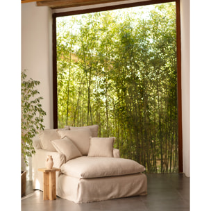Fauteuil en coton et lin couleur beige de 115x170cm Hauteur: 73 Longueur: 170 Largeur: 115