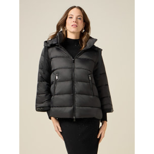 Oltre - Piumino corto con profili gioiello - Nero