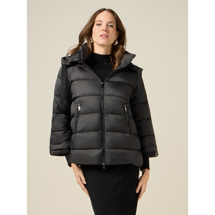 Oltre - Piumino corto con profili gioiello - Nero