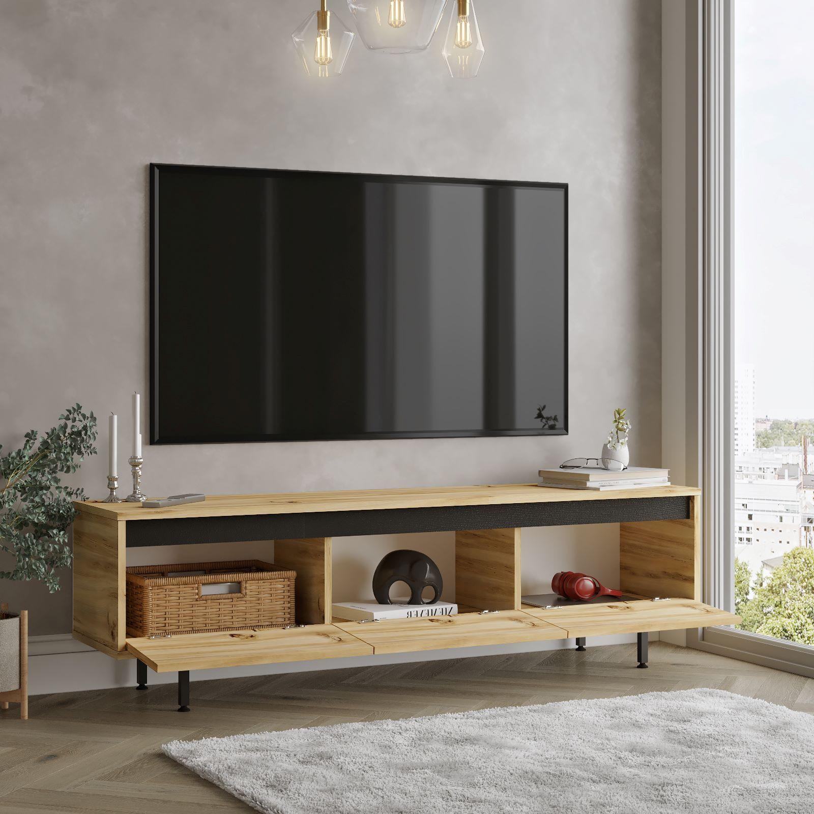 Mueble Luvio Tv 3 Puertas Patas De Metal