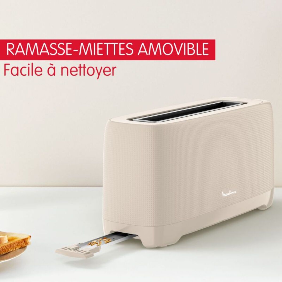 Grille-pain MOULINEX LS2M0B10 morning gris 1 longue fente