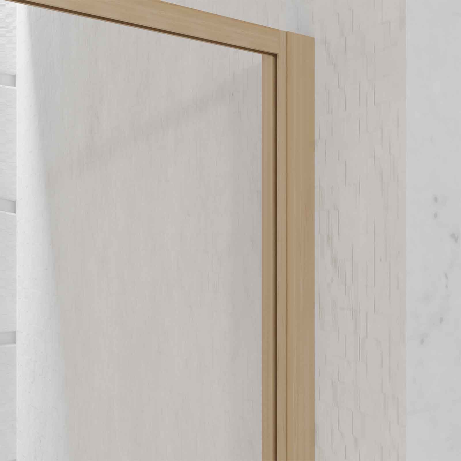 Paroi de Douche 140x200 cm - Cadre et Bras Aluminium Décor Bois - WOODEN CONTOURING